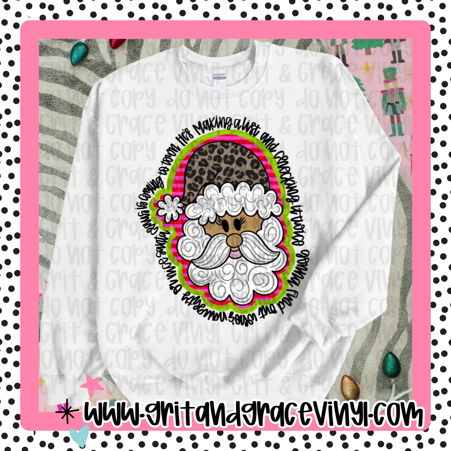 Glitter Santa Red Black