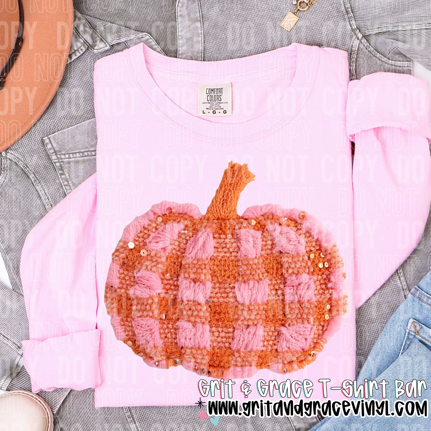 Pink & Orange Plaid Pumpkin Shag
