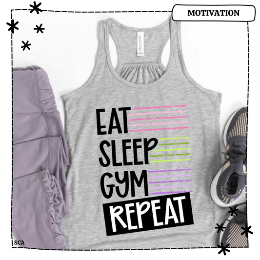 Eat Sleep Gym Repeat colorful