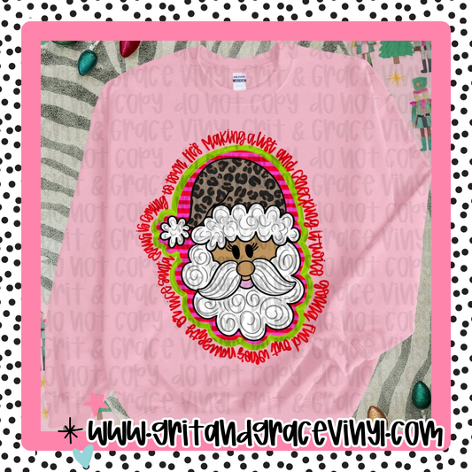 Glitter Santa Green Red