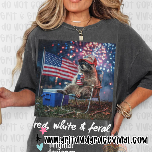 Red White & Feral Raccoon