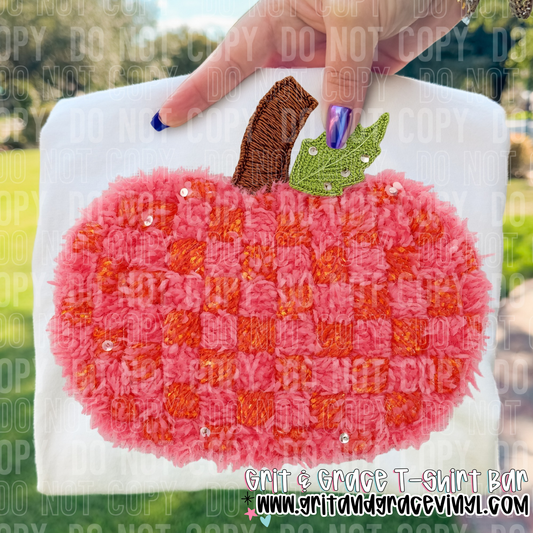 Pink & Orange Plaid Pumpkin