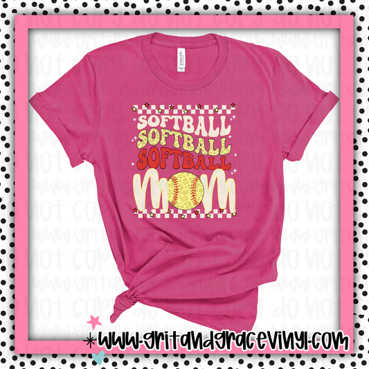 Softball Mom Stacked (Red & Yellow)