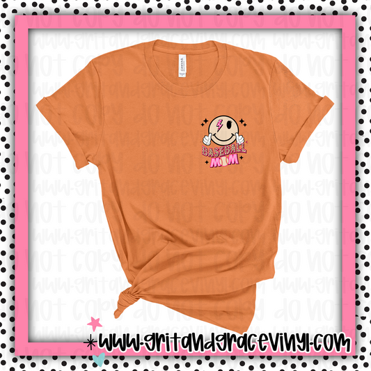 Baseball Mom Pocket Tee (Add Number to Back)