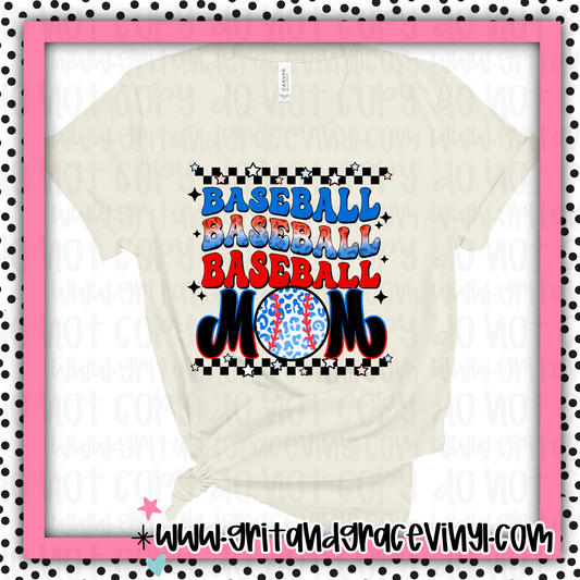 Baseball Mom Stacked Red & Blue