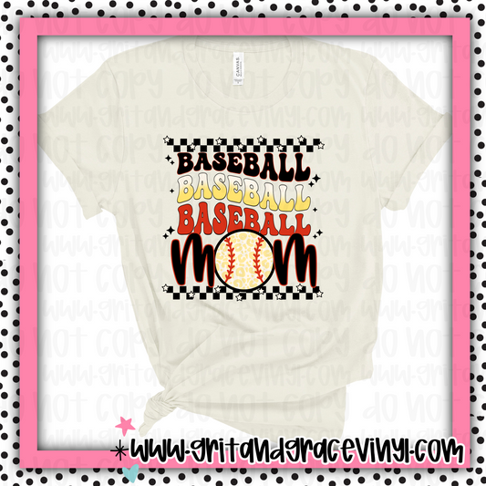 Baseball Mom Stacked Red & Yellow