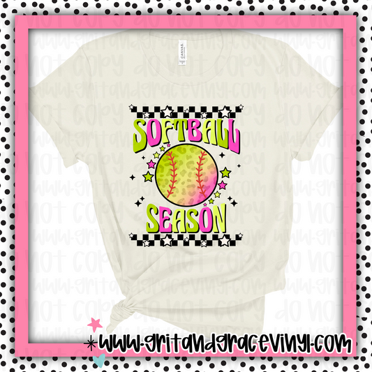 Softball Season Neon Pink & Yellow