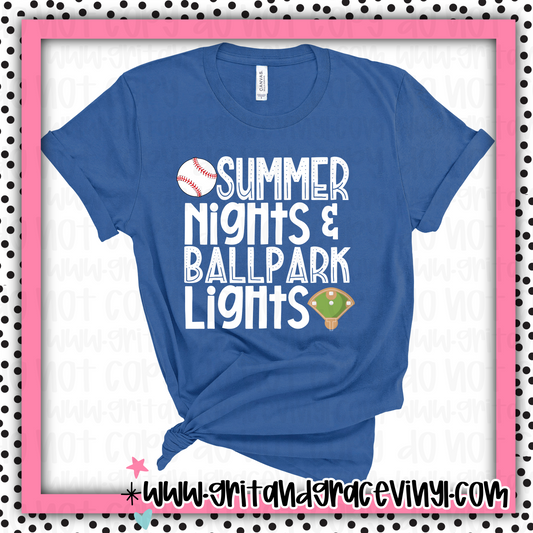 Summer Nights & Ballpark Lights Baseball White