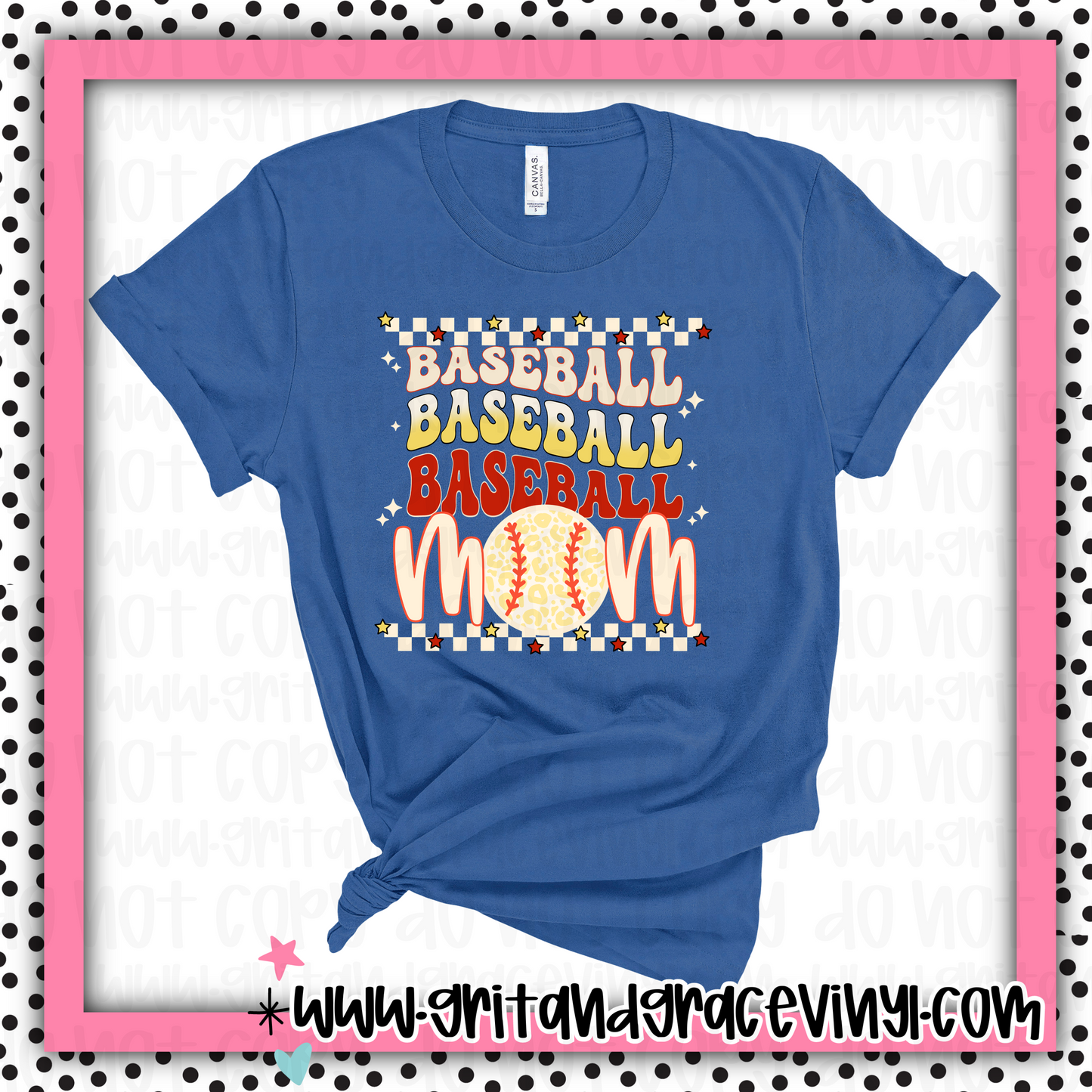 Baseball Mom Stacked Retro (Red & Yellow)