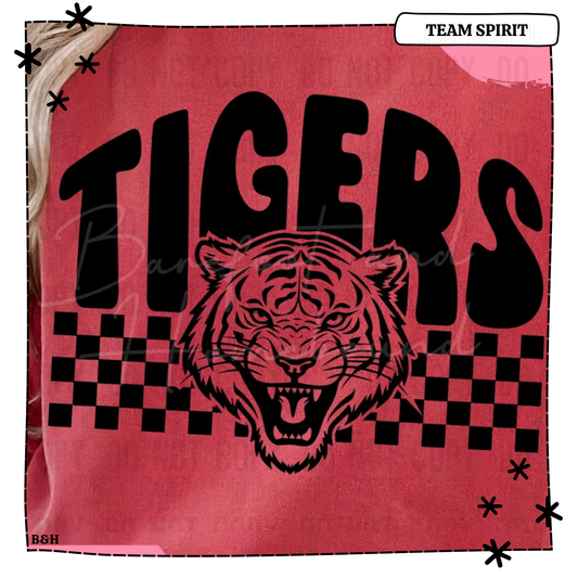 Checkered Tigers (Design will be white for Bay District Guidelines)