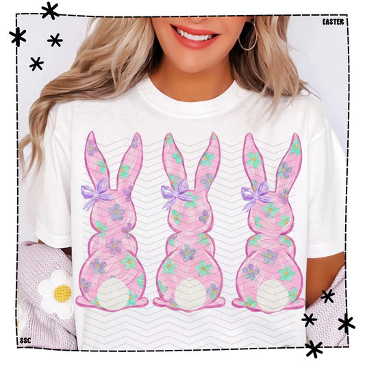 Pink Easter Bunnies Hand Painted