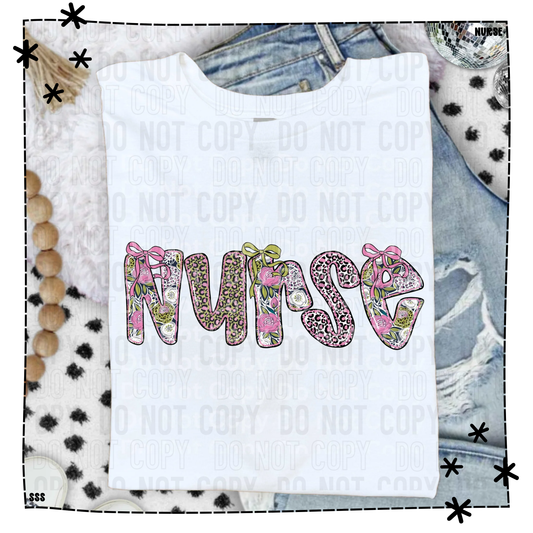 Pink Floral Leopard Nurse