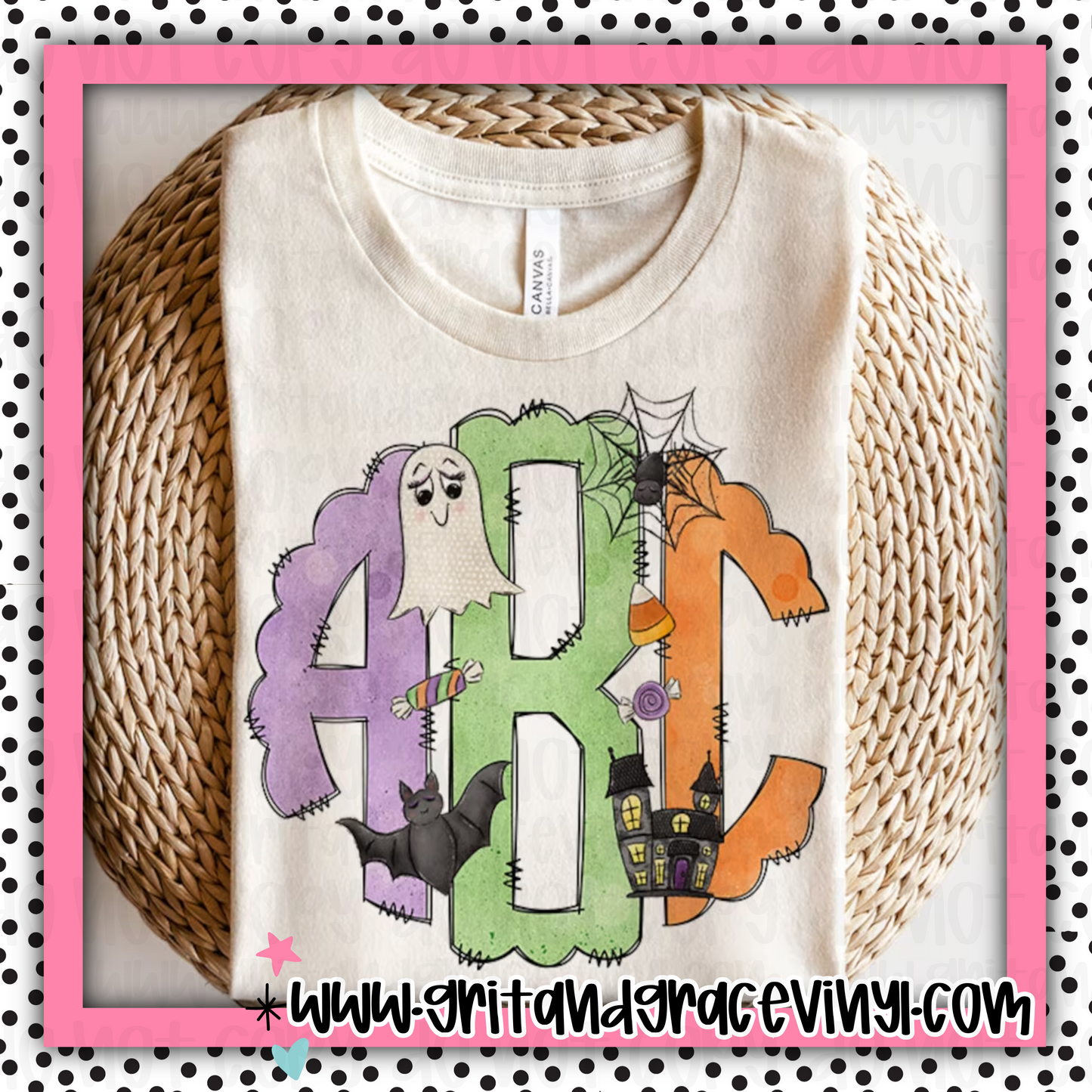 Cute Spooky Purple Green Orange Monogram