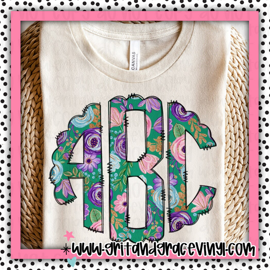 Green Floral Monogram