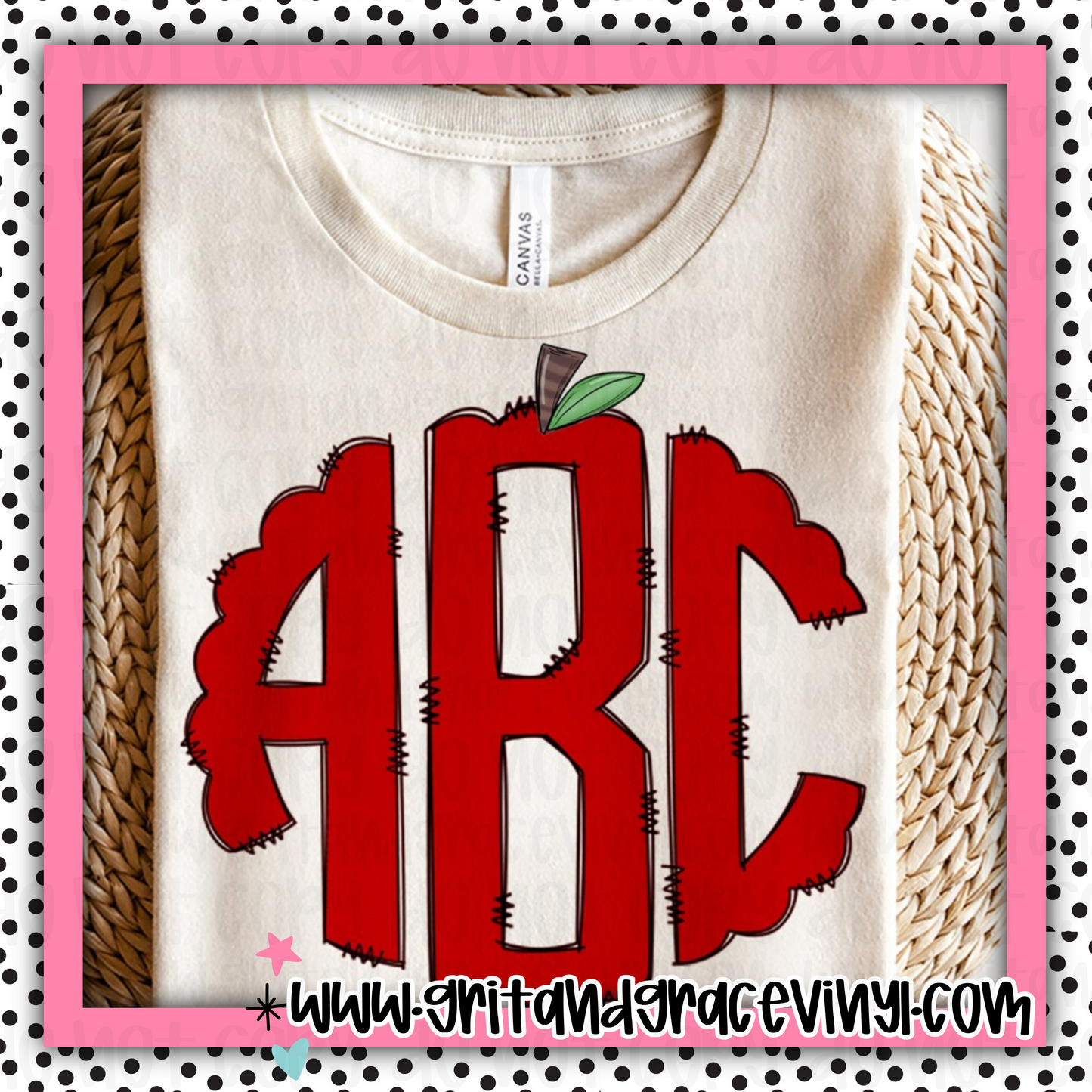 Teacher Apple Monogram