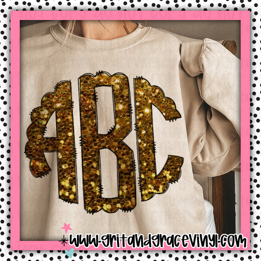 Gold Faux Sequence Monogram