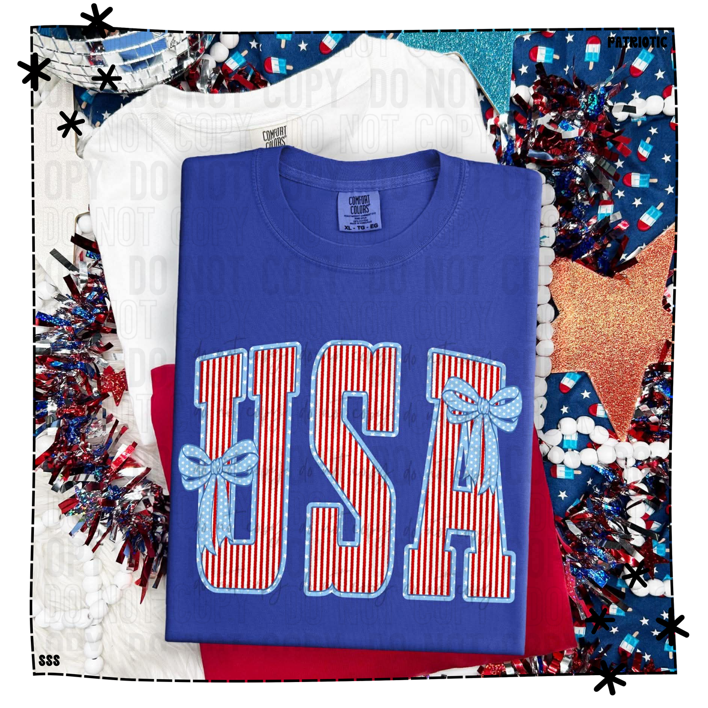 USA Red Stripes Blue Bow
